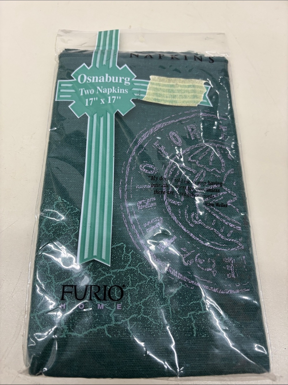 Furio Home Dark Green Osnaburg Napkins (Set of 2)